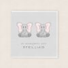 Carden Cymraeg Efeilliaid Eliffant Welsh Cards Twins Elephant