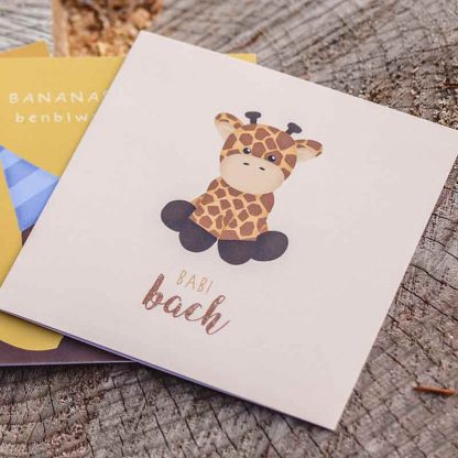 Giraffe New Baby-Babi-Newydd-Cardiau-Cymraeg-Welsh-Cards