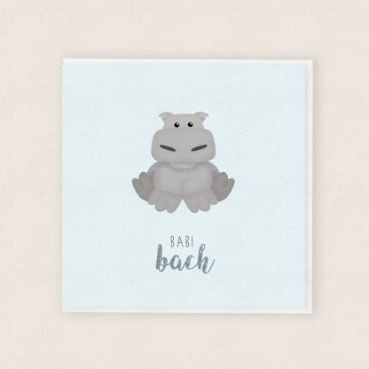 Hippo Cardiau Babi Newydd Cymraeg Welsh Baby Cards