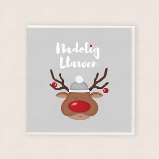 Carden Nadolig Cymraeg Rudolff - Welsh Rudolph Christmas Card