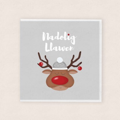 Carden Nadolig Cymraeg Rudolff - Welsh Rudolph Christmas Card