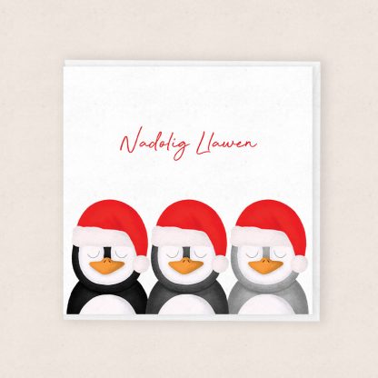 Carden Pengwin Nadolig Cymraeg - Welsh Christmas Penguins Card