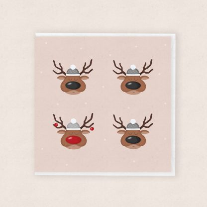 Carden Ceirw Nadolig Cymraeg - Welsh Reindeer Christmas Card