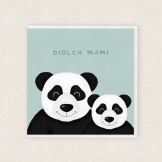 Diolch Mam Panda Carden Sul y Mamau Cymraeg Welsh Mother's Day Card Panda Thank You Mam
