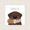 Caru Ti Chocolate Labrador Carden Cariad Slipper Love Card Love You Dog Cardiau Cymraeg Welsh Cards
