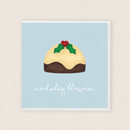 Pwdin Nadolig Christmas Pudding Merry Christmas Nadolig Llawen Cardiau Cymraeg Welsh Cards