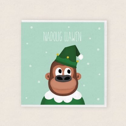 Mwnci Nadolig Christmas Monkey Cardiau Cymraeg Welsh Cards