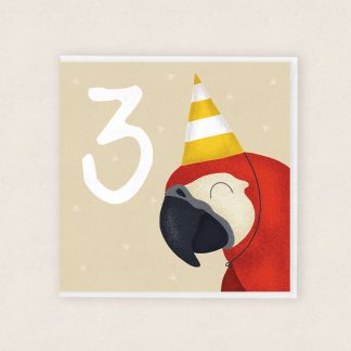3rd Birthday Card Parrot Cardiau Cymraeg 3ydd Penblwydd
