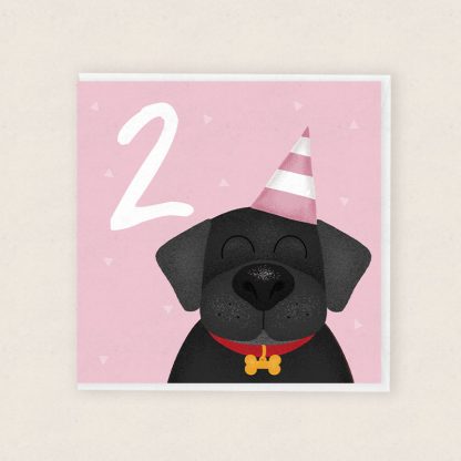 2nd Birthday Card Dog Cardiau Cymraeg Ail Benblwydd 2 Heddiw