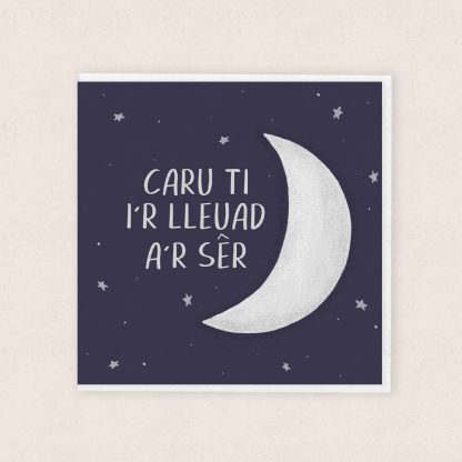 Caru Ti I'r Lleuad a'r Sêr Love You to the Moon and the Stars Cardiau Cymraeg