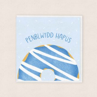 Welsh Birthday Card Carden Penblwydd Cymraeg Toesen Doughnut